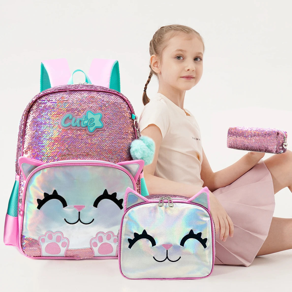 Backpacks for Girls Backpacks for Elementary Preschool Students Kids School Backpack with Lunch Bag Gift Package