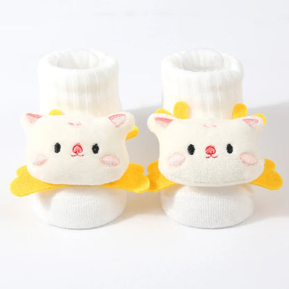 1 Pair Cute Cartoon Animal Kids Infant Newborn Baby Socks 0-6 Months Four Seasons Elastic Knit Cotton Kids Short Tube Socks