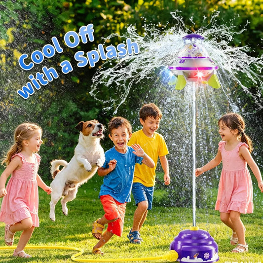 360° Rotating Flying Saucer Water Sprinkler Toy for Kids, Outdoor Garden Lawn & Bath Play