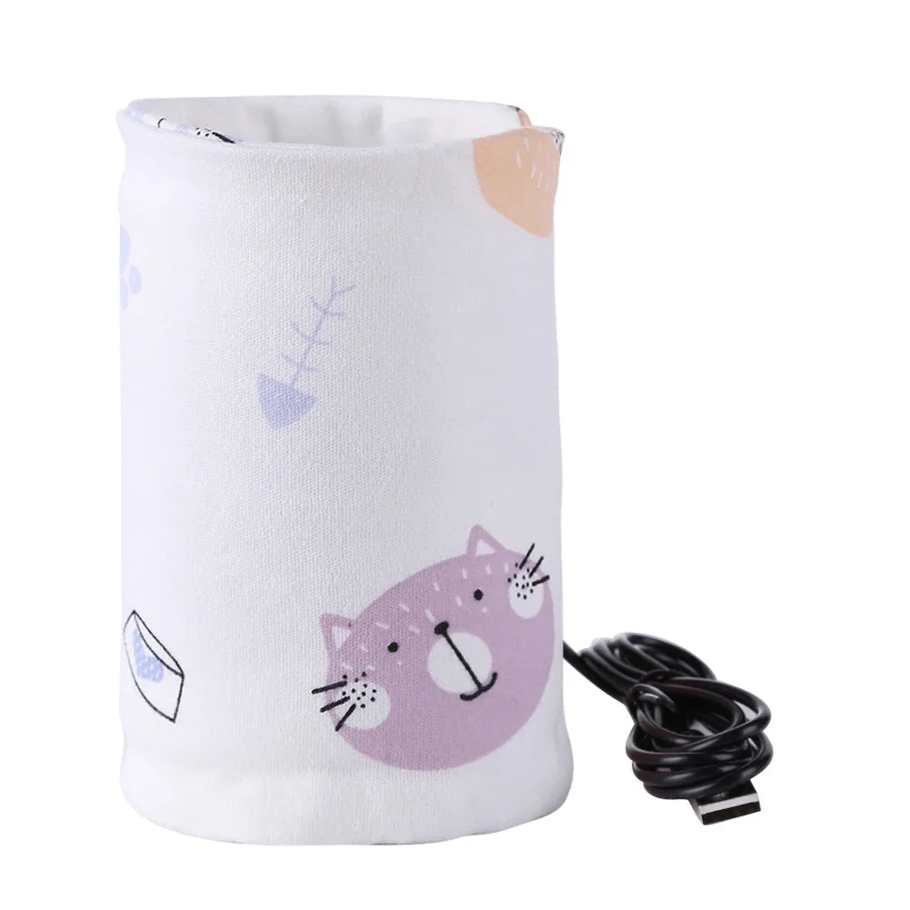 USB Portable Baby Bottle Warmer for Milk and Water, Travel Feeding Heater with Insulated Bag