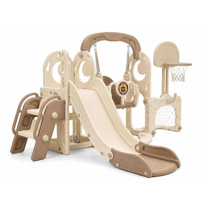 7 In 1 Kids Slide And Swing Set Toddler Playground Playset With Plastic Slide Swing Climber Basketball Hoop Soccer Goal Ring Toss And Storage For Ages 1 To 3 Years Indoor Outdoor