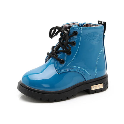 Children Ankle Shoes PU Leather Waterproof Tide Kids Rubber Boots Girls Boys Fashion Boots Anti-Slippery Spring Autumn 2024