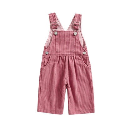 Lioraitiin Baby Girl Summer Wide Leg Overalls, Solid Color Jumpsuit with Front Pocket (3–24M)