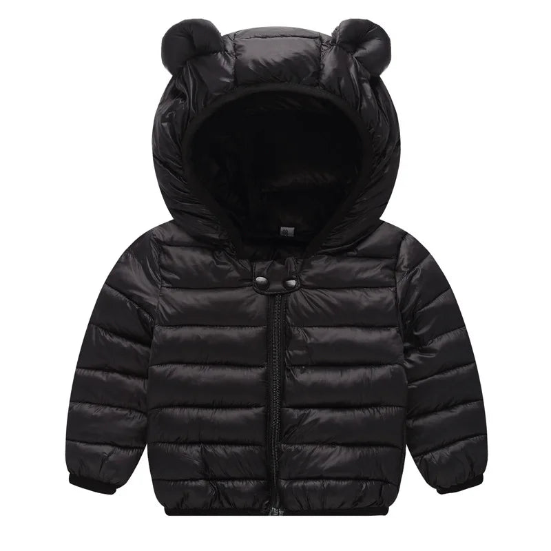 Baby Boys & Girls Winter Hooded Jacket, Thick Cotton Padded Fleece Coat