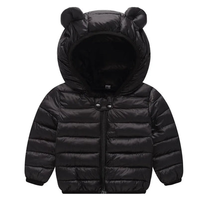 Baby Boys & Girls Winter Hooded Jacket, Thick Cotton Padded Fleece Coat