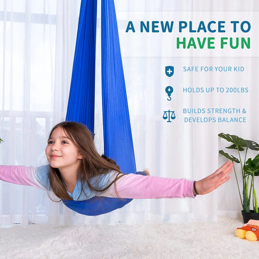 Children's Hammock Children's Sensory Therapy Swing Indoor and Outdoor Swing Hanging Chair Aerial Yoga Hammock Courtyard Swing