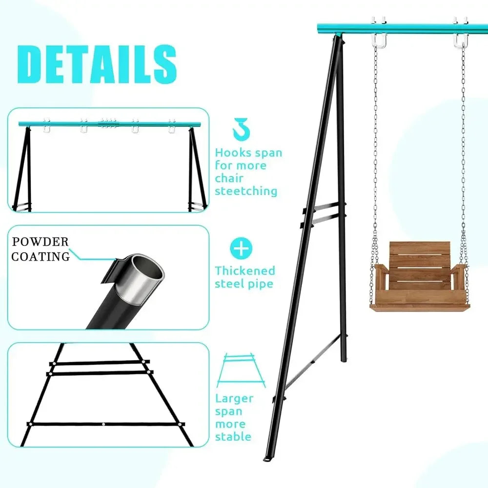 Two-Seat Swing Stand for Backyard, Patio, or Park, Up to 550lbs, Hammock Chair Compatible (Swing Not Included)