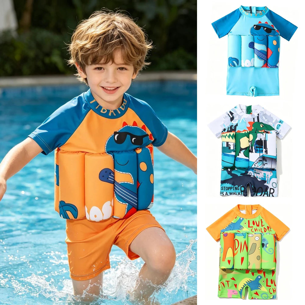 Boys Swimsuit Floating Kids Float Suit Toddler Baby 1 to 2 3 4 5 6 Years Children Buoyancy Funny Cartoon Dinosaur Child Swimwear
