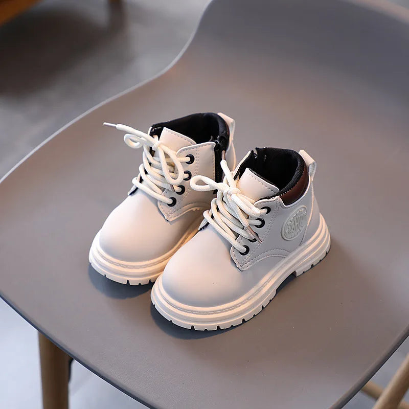Girls PU Leather Boots Kids Ankle Boots For Boys Children Soft Sole Boots Non-slip Outdoor Shoes Fashion Toddler Kids Short Boot