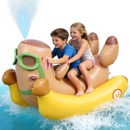 Skirfy 72" Inflatable Swimming Pool Float for with Sprinkler for Yards, 3-in-1 Summer Water Toys Large Pool Raft Outdoor Party