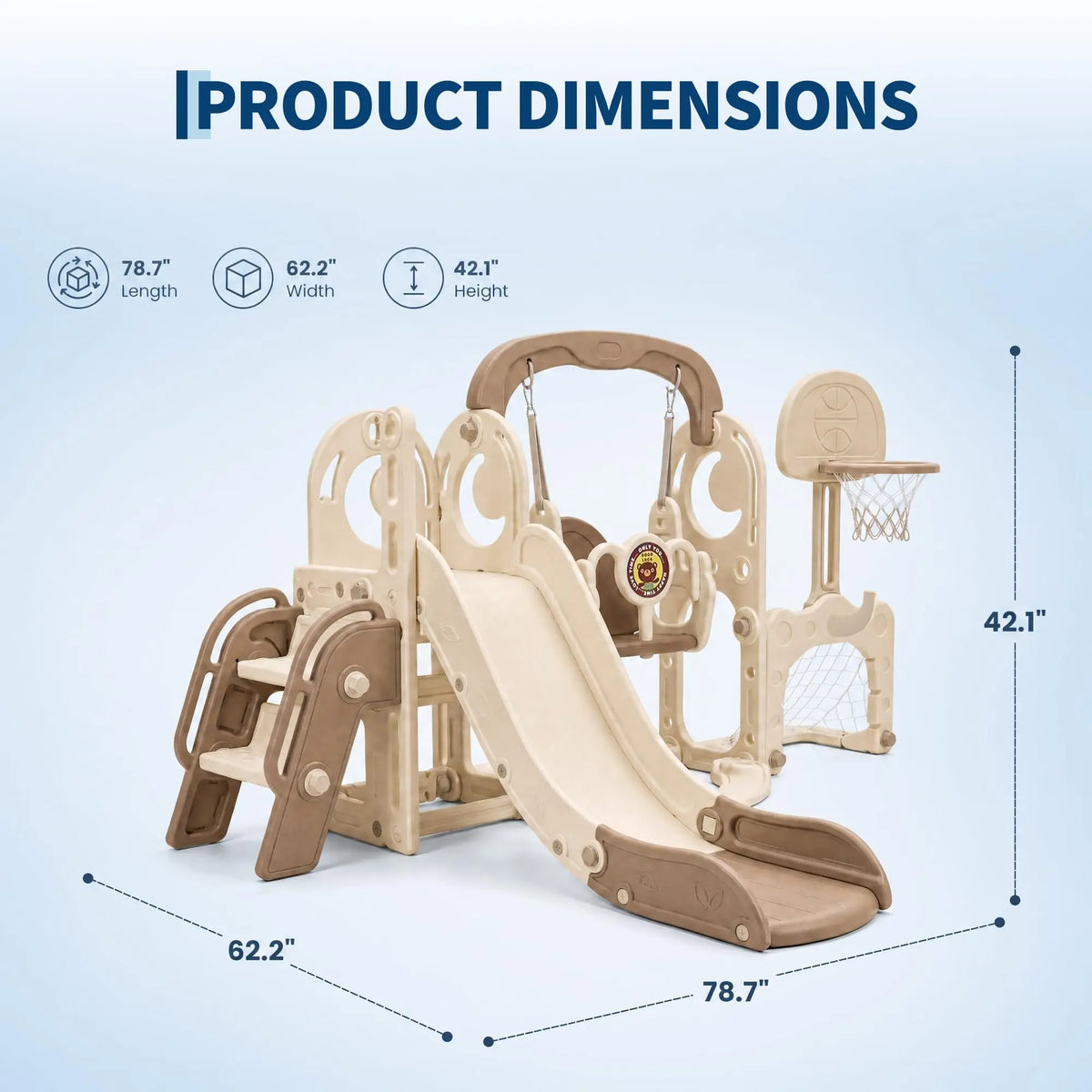 7 In 1 Kids Slide And Swing Set Toddler Playground Playset With Plastic Slide Swing Climber Basketball Hoop Soccer Goal Ring Toss And Storage For Ages 1 To 3 Years Indoor Outdoor