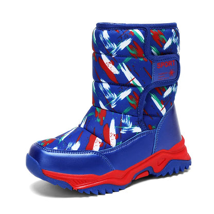 New Arrival Winter Children Shoes Plush Waterproof Fabric Non-Slip Girl Rubber Sole Snow Boots Fashion Warm Outdoor Boots