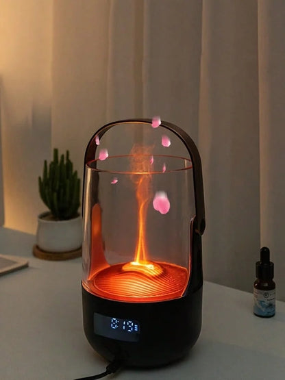 200ml Flame Humidifier Diffuser, Color-Changing LED, USB, Auto-Off, Quiet, Easy Clean