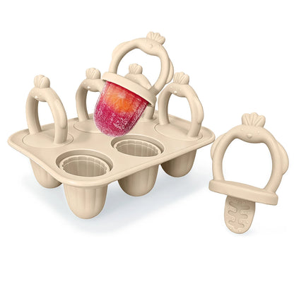 6-compartment silicone popsicle mold for babies, easy to grip, with anti-choking design, suitable for baby food preparation.