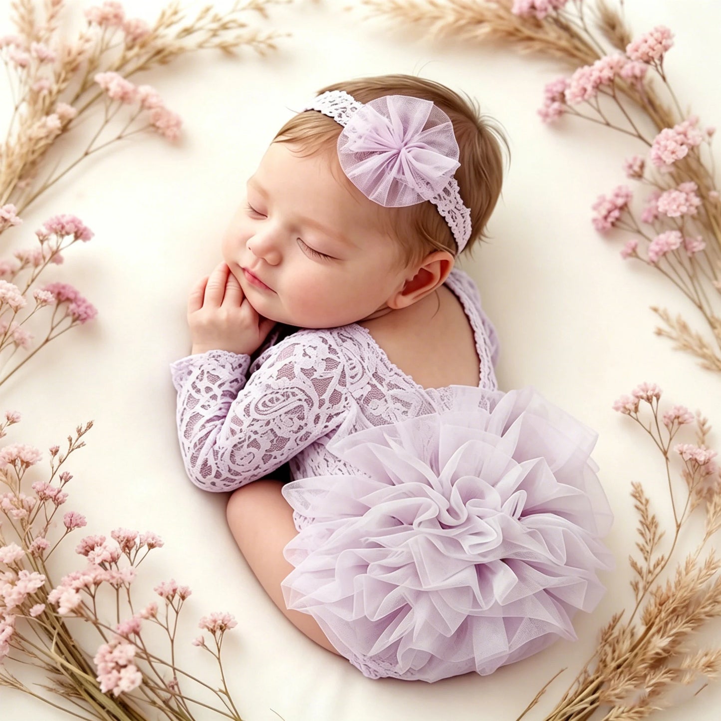 2pcs/sets Baby Tutu Dress Newborn Photography Outfit Adorable Lace Girl Princess Dress Romper Baby Gifts Photo Shooting Clothing