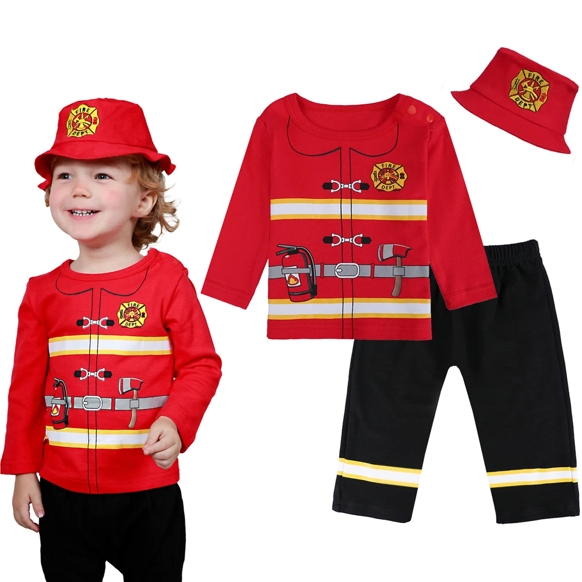 Todder Boys Prince Charming Costume Halloween Fireman Clothes Infant Photography Clothing Baby Carnival Cosplay Striped Prisoner