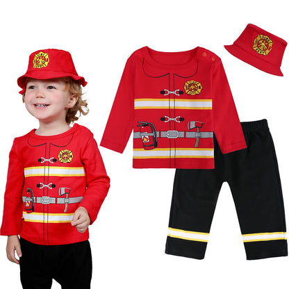 Todder Boys Prince Charming Costume Halloween Fireman Clothes Infant Photography Clothing Baby Carnival Cosplay Striped Prisoner