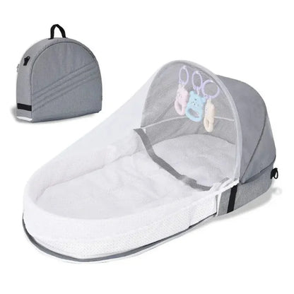 Baby Bed Crib Convenient Folding Anti-crush Middle Bed with Mosquito Net Comfortable Mattress Travel Crib for Newborn Camping