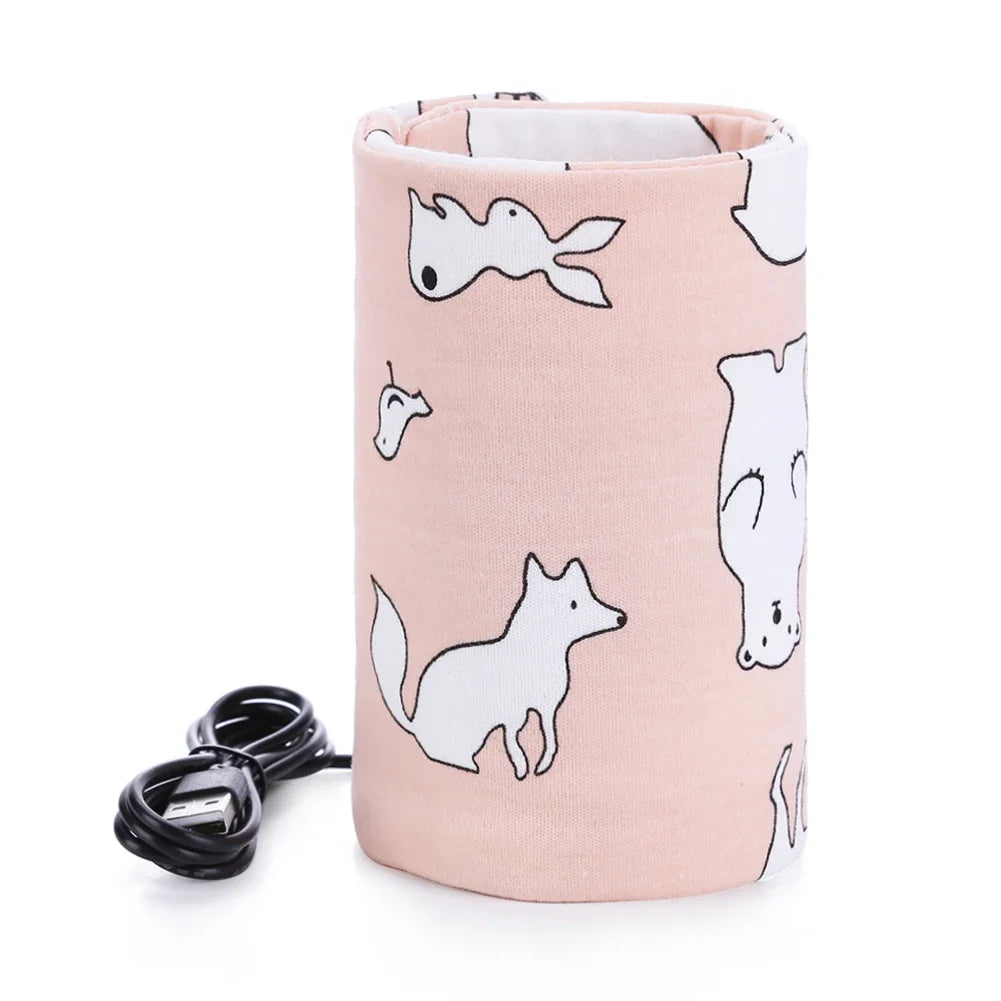 USB Portable Baby Bottle Warmer for Milk and Water, Travel Feeding Heater with Insulated Bag