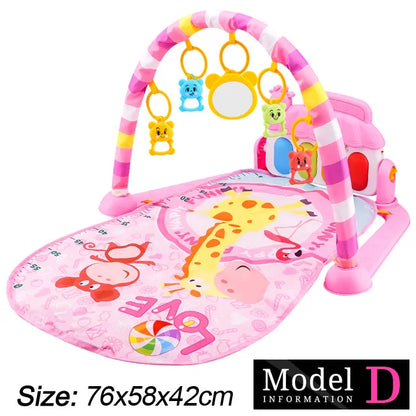 Baby Fitness Play Gym with Music, Piano Activity Mat and Crawling Blanket for 0–36 Months
