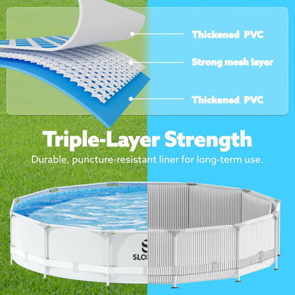 JOYFY Round Above Ground Pool 12ft/10ft/15ft Outdoor Round Frame Above Ground Swimming Pool Set for Kids Adults with Filter Pump