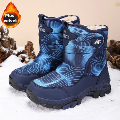 Winter velvet children's snow boots fashion anti-slip claw sports boots girls and boys plush boots outdoor platform cotton boots