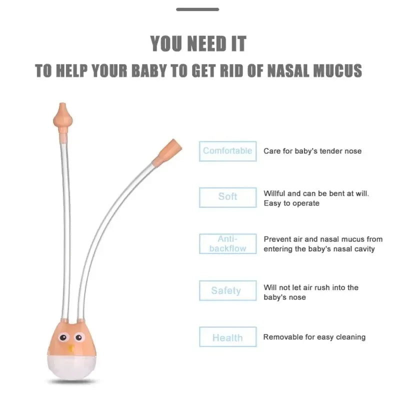 Baby Nose Cleaner – Soft Silicone Nasal Aspirator, Manual Suction Mucus Remover for Newborns & Babies, Anti-Backflow Design