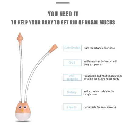 Baby Nose Cleaner – Soft Silicone Nasal Aspirator, Manual Suction Mucus Remover for Newborns & Babies, Anti-Backflow Design