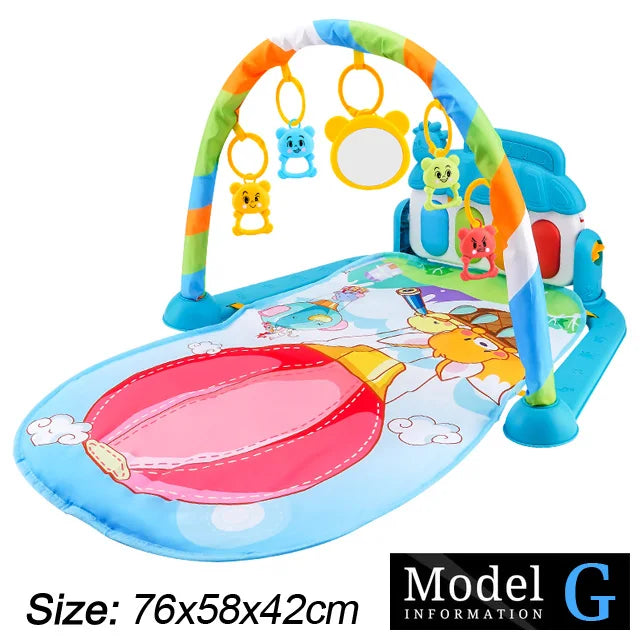 Baby Fitness Play Gym with Music, Piano Activity Mat and Crawling Blanket for 0–36 Months