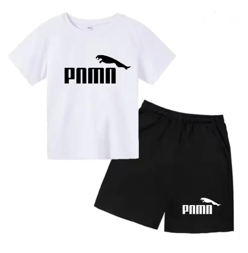 Kids  Fashion Two-Piece  Summer Sports brand Short-Sleeve Boy Girl 3-13Yrs  T-shirt +Shorts clothes