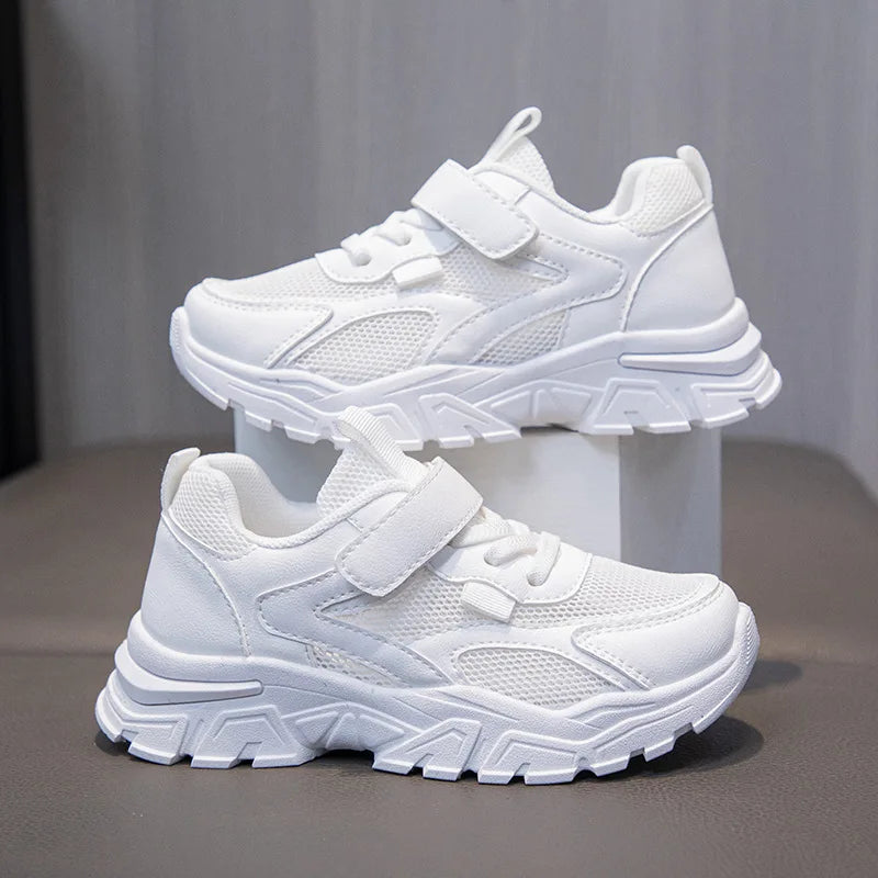 Kid Sneakers Sport Shoes for Boys Fashion Leather Children Breathable Mesh Comfort Shoes Casual Walking Outdoor Running Shoes