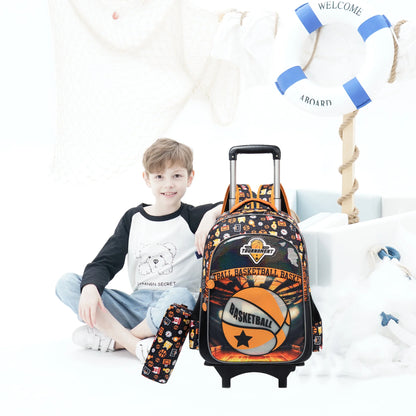 Kids Rolling Backpack for Boys Backpack with Wheels for School Backpacks for Boys Kids Bookbag for Primary Middle School with Lunch Box Set