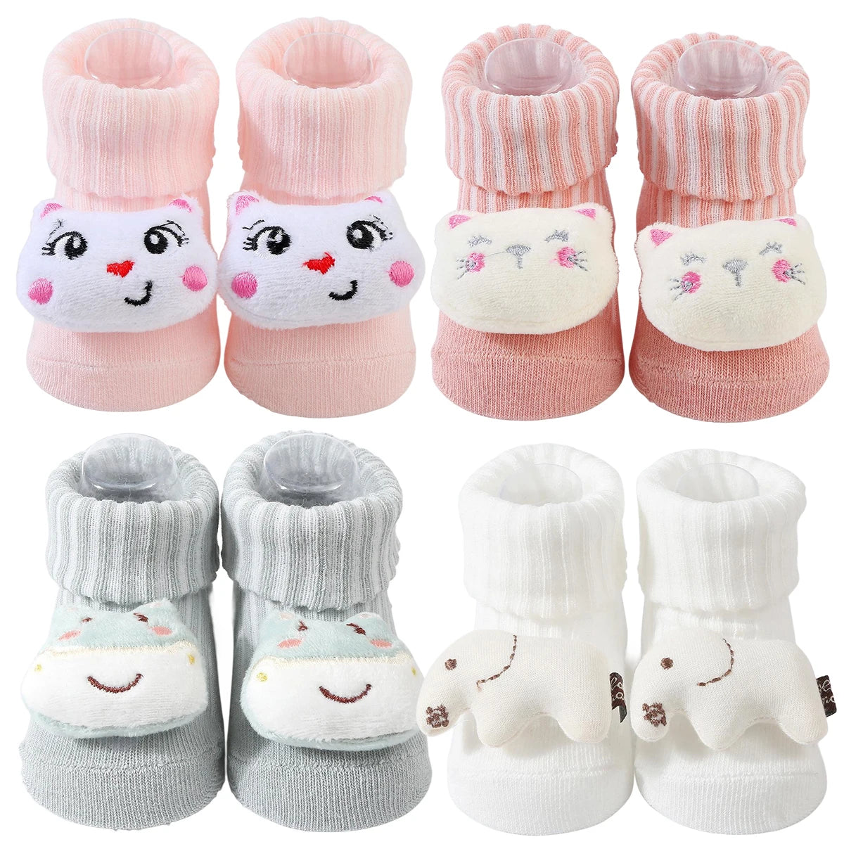 1 Pair Cute Cartoon Animal Kids Infant Newborn Baby Socks 0-6 Months Four Seasons Elastic Knit Cotton Kids Short Tube Socks