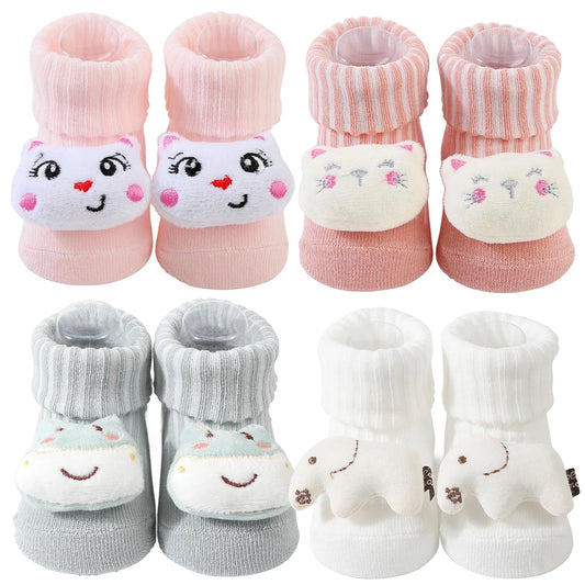 1 Pair Cute Cartoon Animal Kids Infant Newborn Baby Socks 0-6 Months Four Seasons Elastic Knit Cotton Kids Short Tube Socks