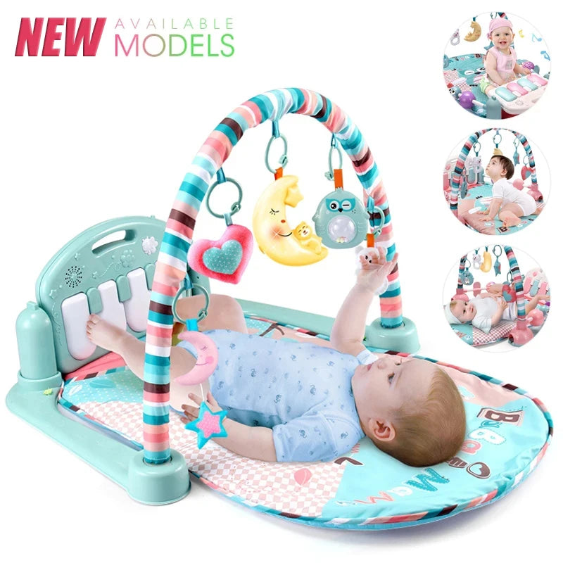 Baby Fitness Play Gym with Music, Piano Activity Mat and Crawling Blanket for 0–36 Months