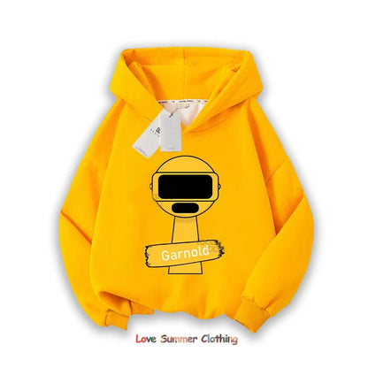 Sprunki Thick Hoodie for Children Anime Cartoon Fashion Sweatshirt Boys Girls Autumn Winter Hip Hop Hooded Hoodies Kids Clothes