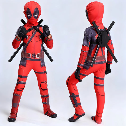 Kids Superhero Cosplay Bodysuit Jumpsuit with Sword Set for Halloween, Costume Parties & Holiday Gifts