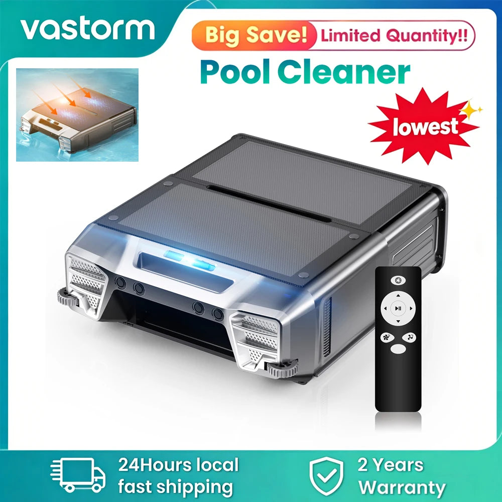 Y80 Solar Robotic Pool Skimmer with 24-Hour Runtime, Remote Control, Smart Obstacle Avoidance and 6L Fine Filter Basket