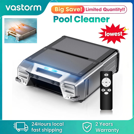Y80 Solar Robotic Pool Skimmer with 24-Hour Runtime, Remote Control, Smart Obstacle Avoidance and 6L Fine Filter Basket