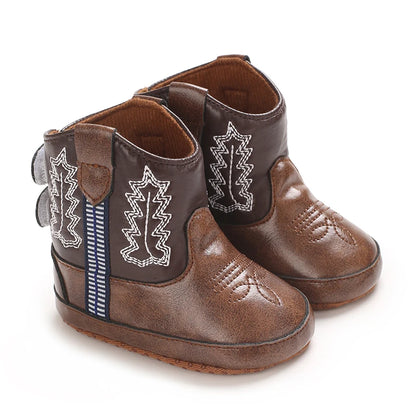 Infant Pre-Walker Shoes Baby Shoes 0-18M Western Denim Winter Boots Warm Casual Shoes for Boys Girls