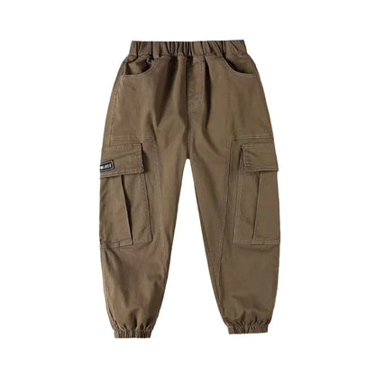 Boys Cargo Pants Spring Streetwear Jogger Sweatpant Trousers Teenage Kids Elastic Waist Long Pants for Children 10 to 12 Years