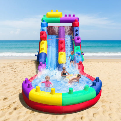 Inflatable Water Slide with Splash Pool for Kids and Adults, Backyard Outdoor Water Play Center