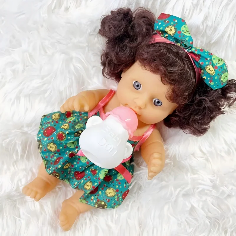 12-Inch Reborn Baby Doll with Accessories – Realistic Baby Doll Set with Hair Clips, Hair Rollers & Feeding Bottle