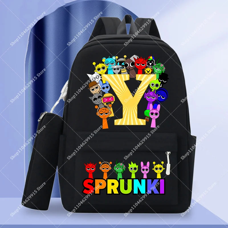 2-Piece Sprunki Backpack Set with Pencil Case – Large Capacity School Bag