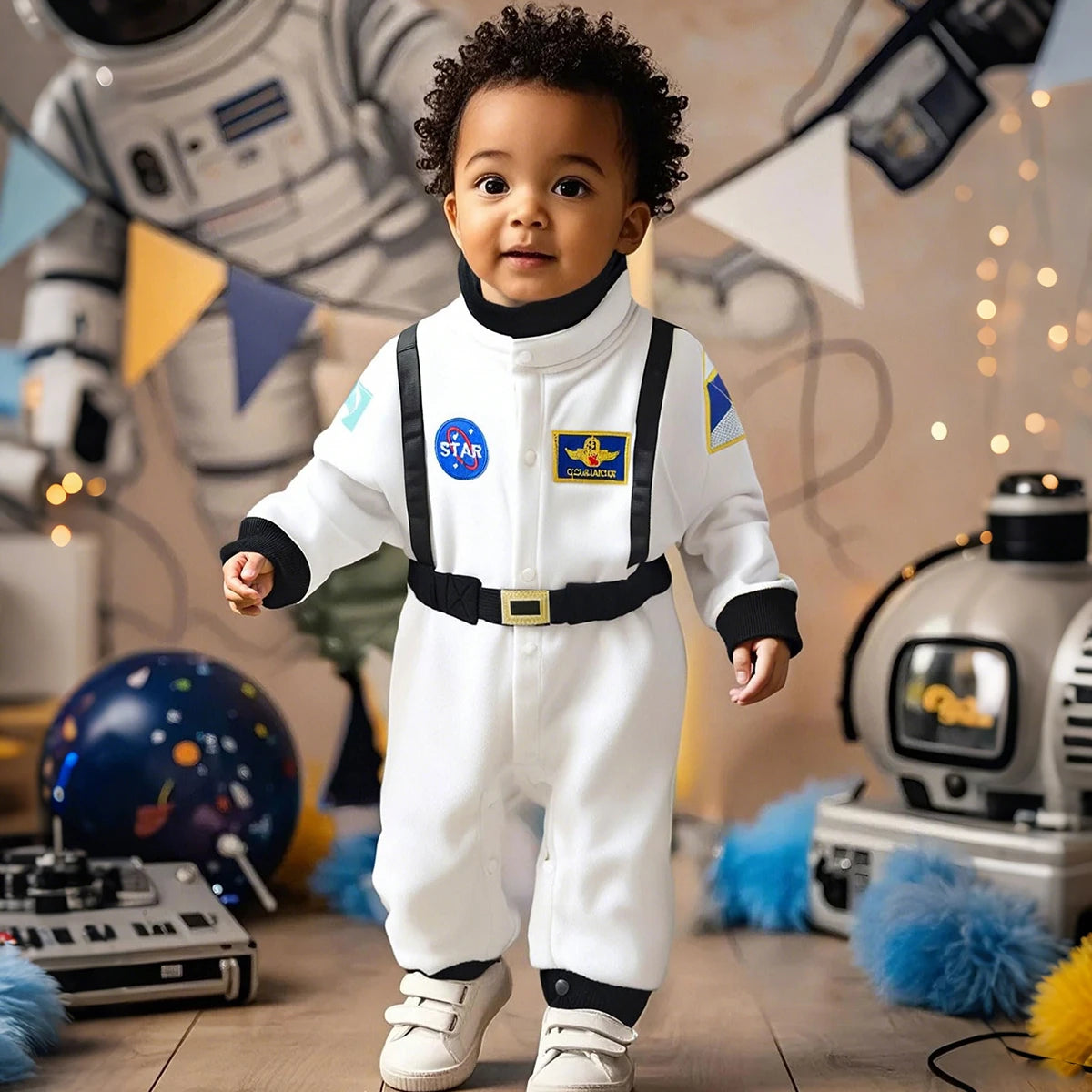 Toddler Astronaut Costume Baby Boys Space Suit Rompers Infant Halloween Birthday Party Cosplay Fancy Dress Jumpsuit