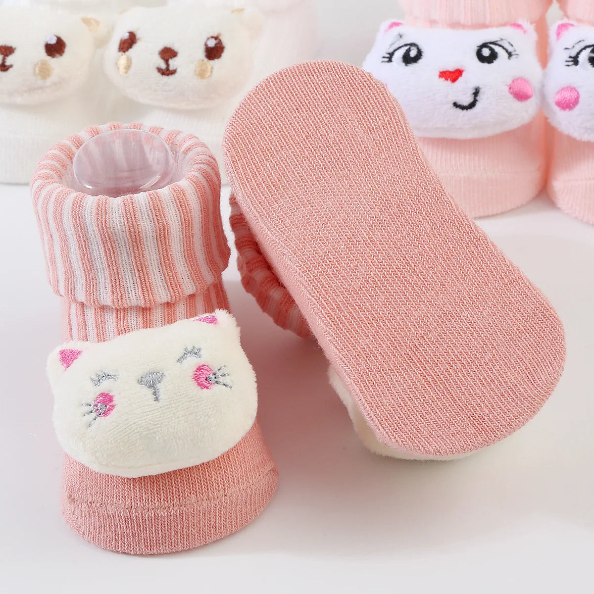 1 Pair Cute Cartoon Animal Kids Infant Newborn Baby Socks 0-6 Months Four Seasons Elastic Knit Cotton Kids Short Tube Socks