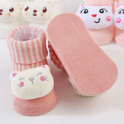 1 Pair Cute Cartoon Animal Kids Infant Newborn Baby Socks 0-6 Months Four Seasons Elastic Knit Cotton Kids Short Tube Socks