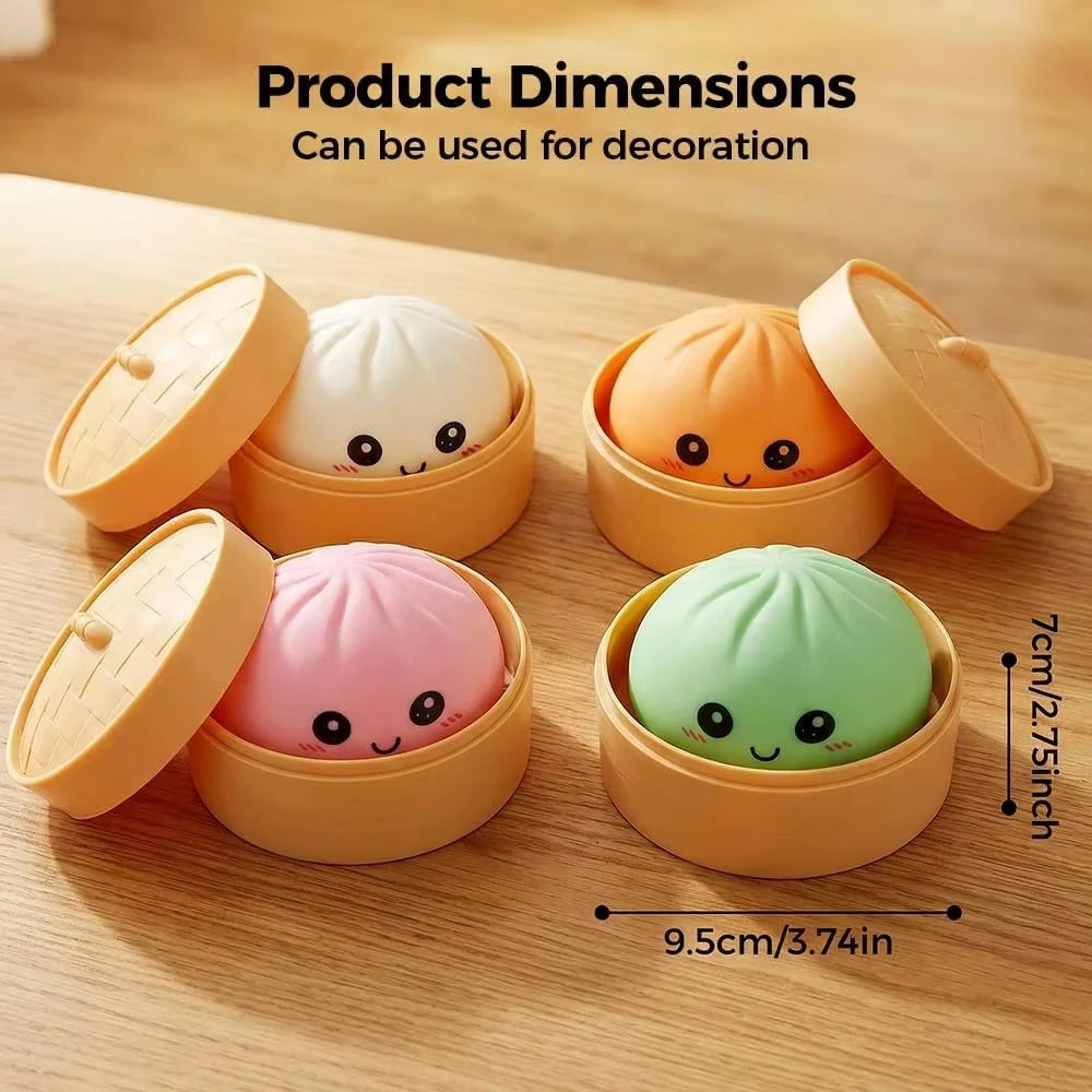 Large Dumpling Stress Ball with Steamer, Soft Squishy Sensory Toy for Stress Relief and Anxiety Reduction