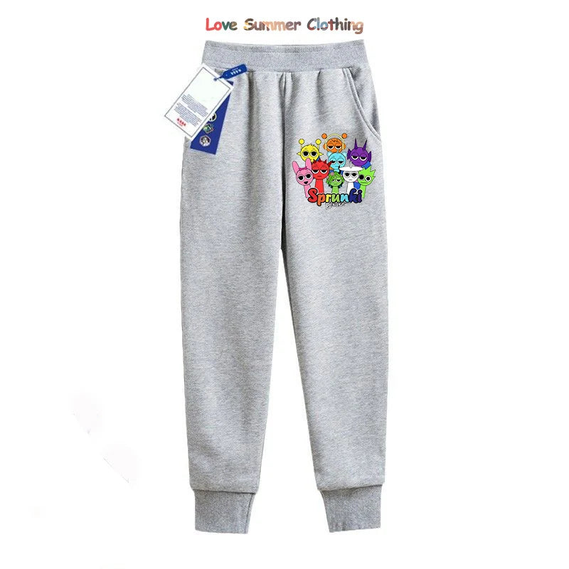 Sprunki Thick Hoodie for Children Anime Cartoon Fashion Sweatshirt Boys Girls Autumn Winter Hip Hop Hooded Hoodies Kids Clothes