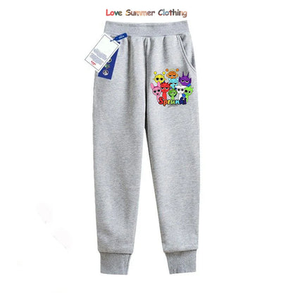 Sprunki Thick Hoodie for Children Anime Cartoon Fashion Sweatshirt Boys Girls Autumn Winter Hip Hop Hooded Hoodies Kids Clothes